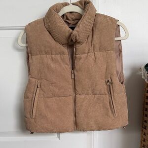 Tan Corduroy Puffer Vest